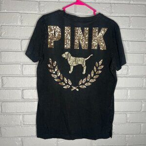 Victoria's Secret PINK Bling Sequin Campus Tee Size Medium